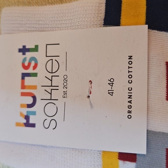Kunstsokken Colorful Geometric Organic Netherland Socks Sz. L 10-13 - Picture 2 of 6